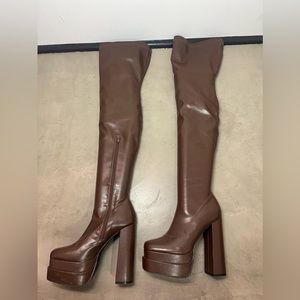 Brown Patent Leather thigh high boots